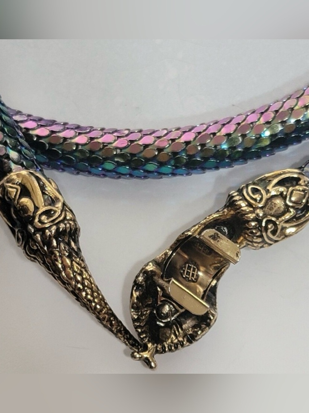 DL Auld Iridescent Vintage Mesh Snake Belt Serpent Necklace 41” - Picture 8 of 14